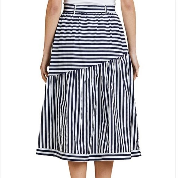 NWOT Hammock & Vine Size 16 Blue White Stripes Midi Skirt with Matching Belt - Picture 10 of 15